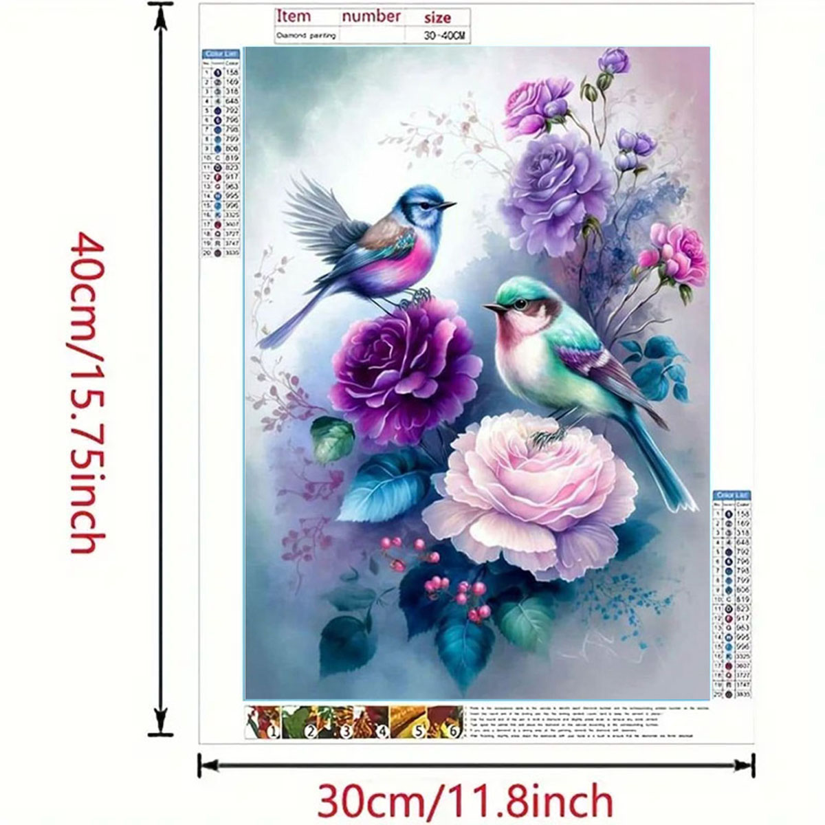 Home Fragrance Flowers - 1 Set Diamant-Malerei „Vogelgesang und Blumenduft“,