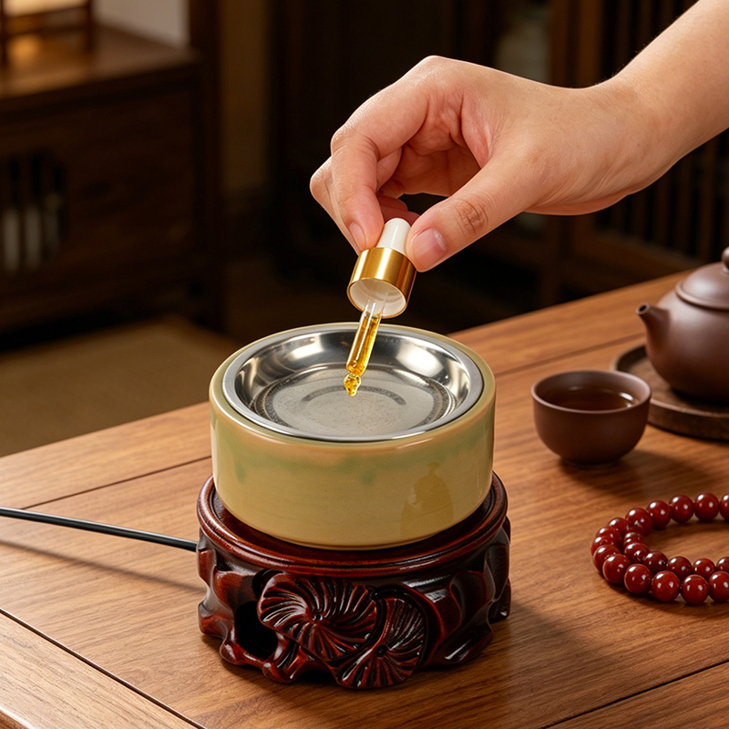 Home Fragrance Oils For Oil Burners - Keramischer Elektronischer Räucherstäbchenhalter mit Eingebauter LED-Beleuchtung,