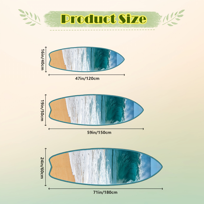 Home Fragrance Ocean Breeze - VIKAMA Surfboard-förmiger Teppich mit Wellenmuster, Ozean-Thema,