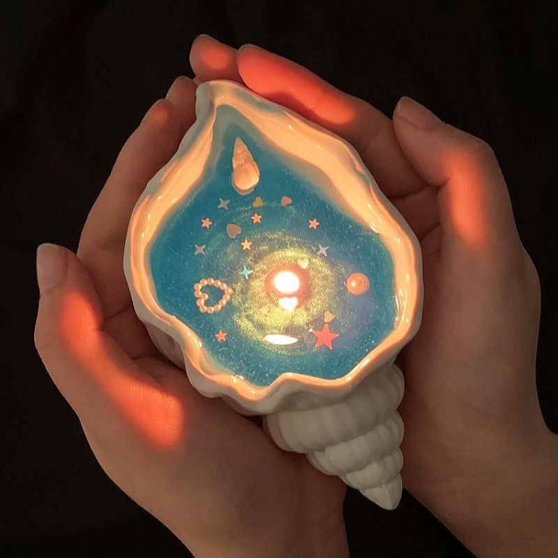 Home Fragrance Lamp - Fester Ätherisches-Öl-Wachsschmelze, Kreative Muschelkerze, Langanhaltender Raumduft,