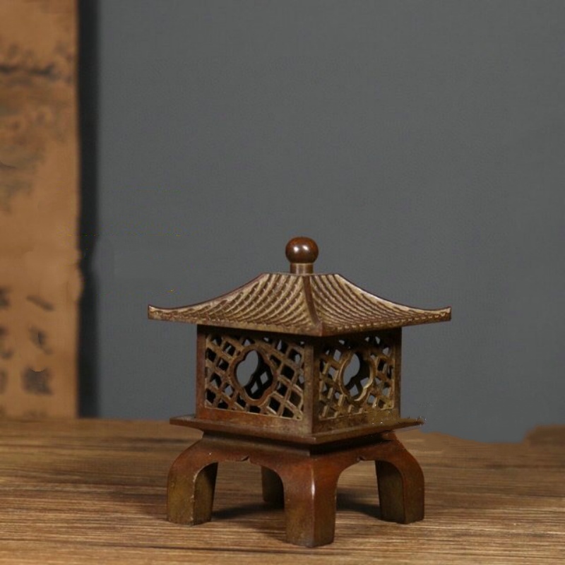 Home Fragrance Lamp - Antiker Kupfer-Duftofen im Palaststil, viereckiger Räucherstäbchenhalter,