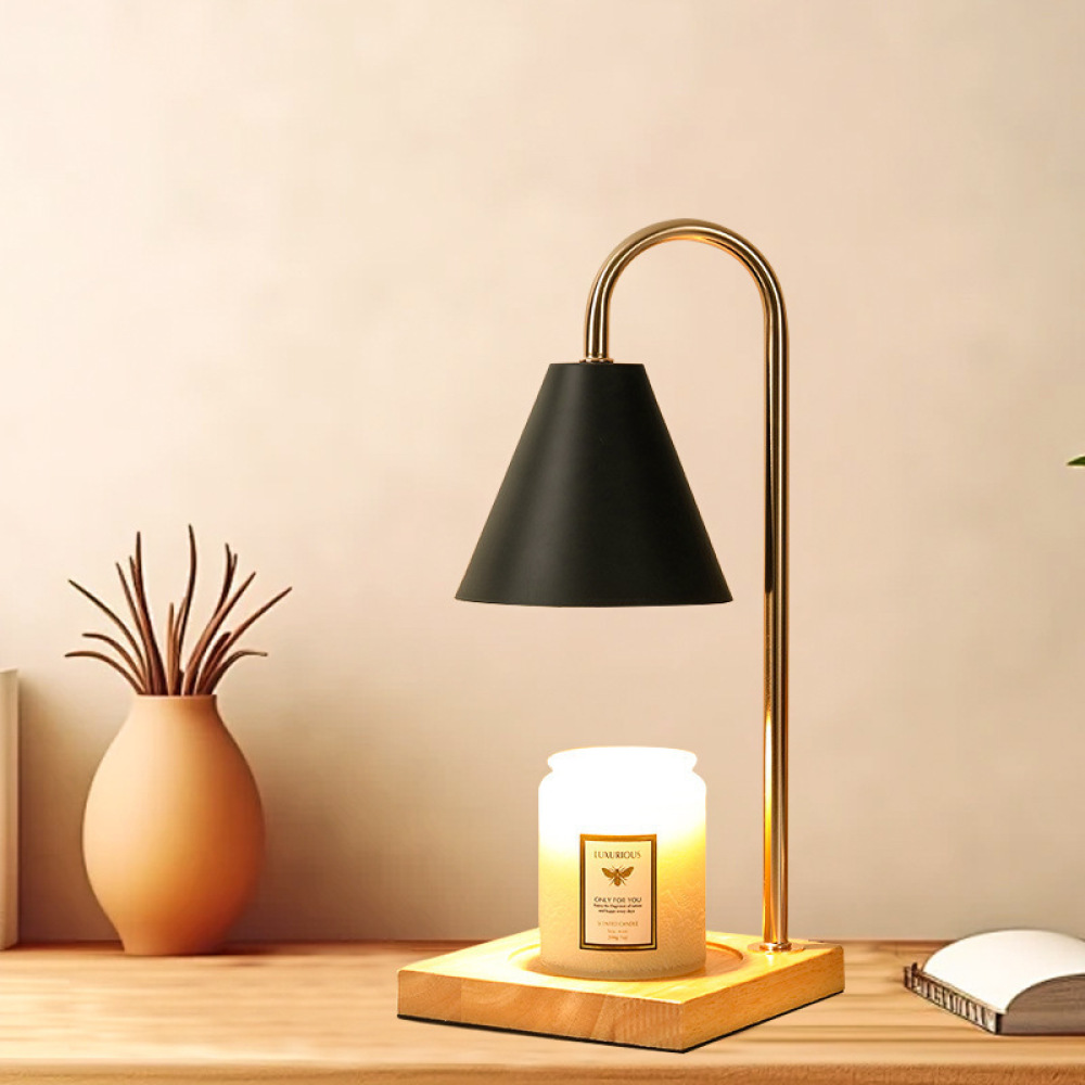 Home Fragrance Lamp - Moderne Kerzenwärmerlampe aus Holz, Aromatherapie-Duftlampe, Nachttischlampe