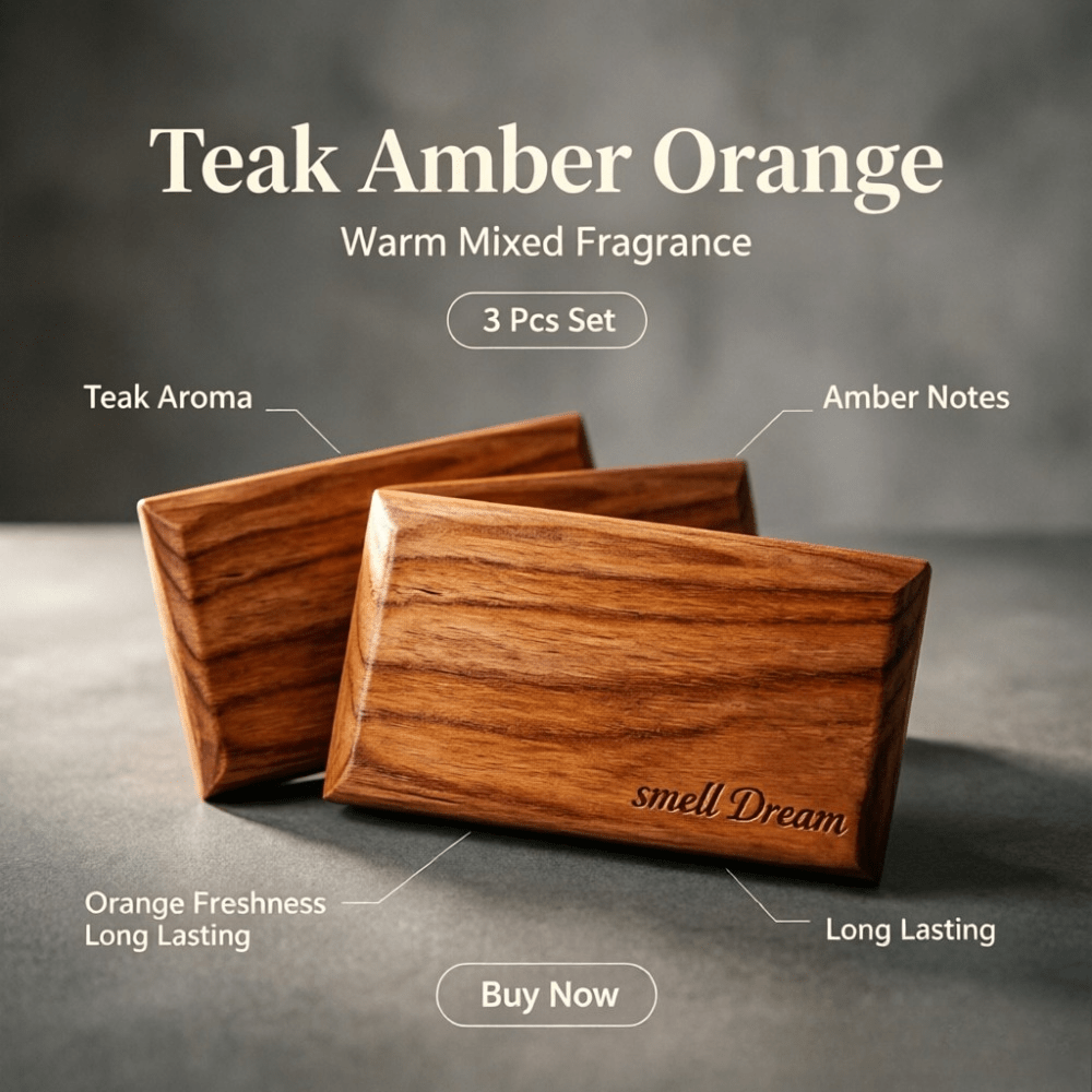Home Fragrance That Lasts Long - Auto-Lufterfrischer Teak Amber Orange Holzduft Block